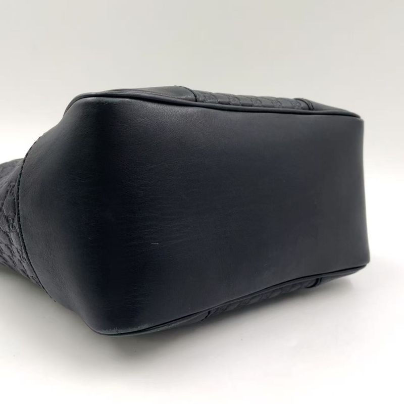 Gucci Micro Guccissima Hand Leather Black Shoulder Bag Gold 449241