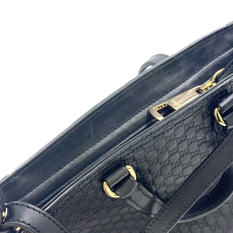 Gucci Micro Guccissima Hand Leather Black Shoulder Bag Gold 449241