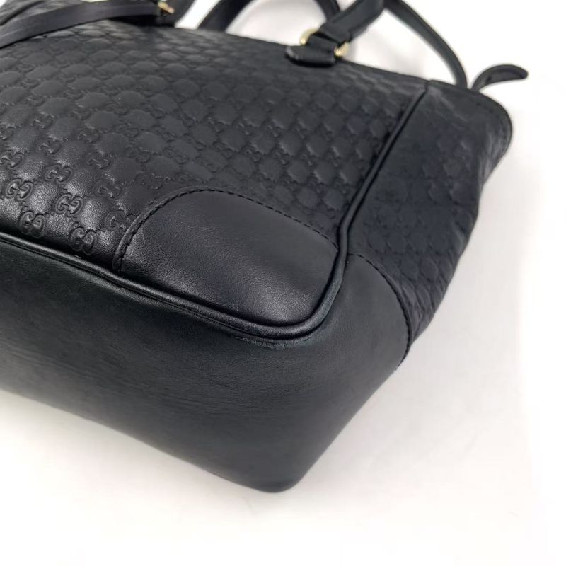 Gucci Micro Guccissima Hand Leather Black Shoulder Bag Gold 449241