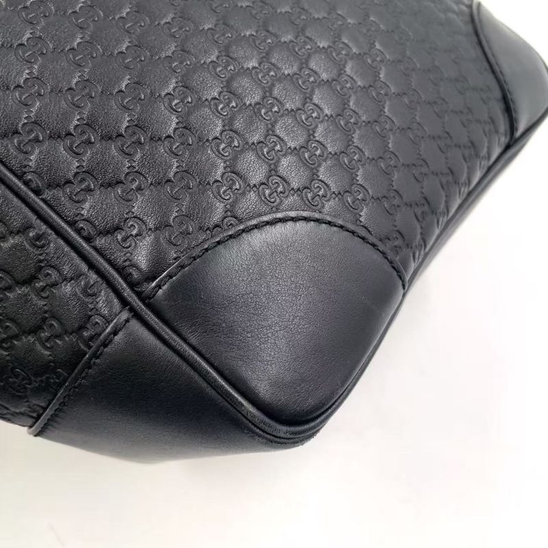 Gucci Micro Guccissima Hand Leather Black Shoulder Bag Gold 449241