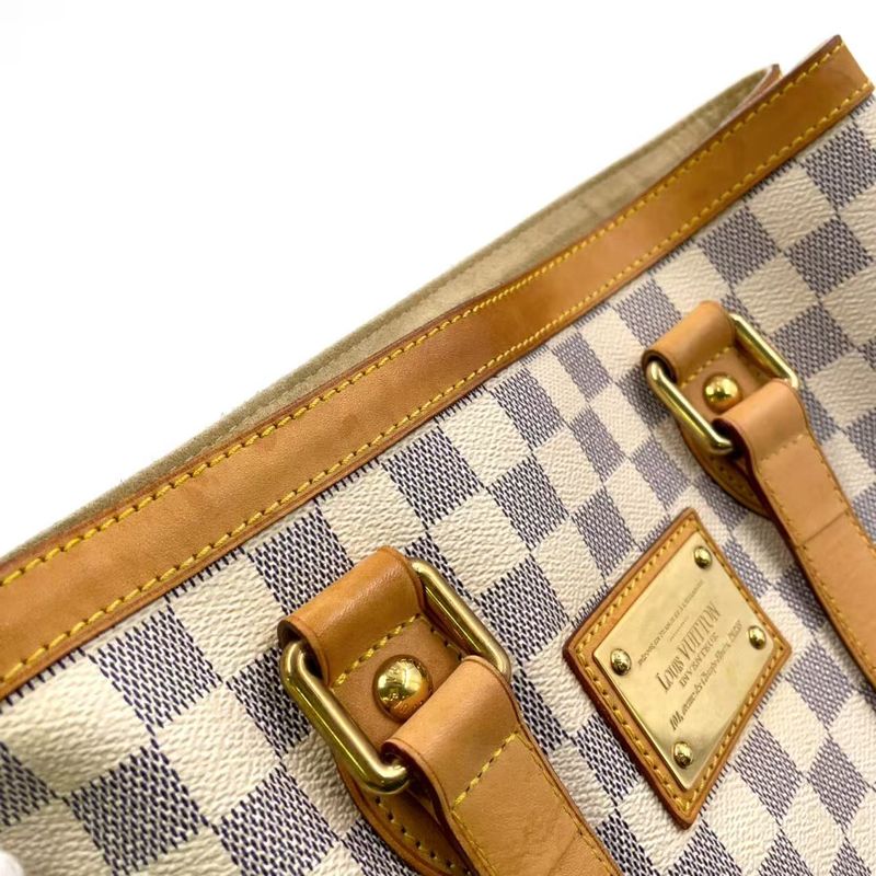 Louis Vuitton Hampstead PM Damier Azure Damier Azure Leather × PVC White Tote