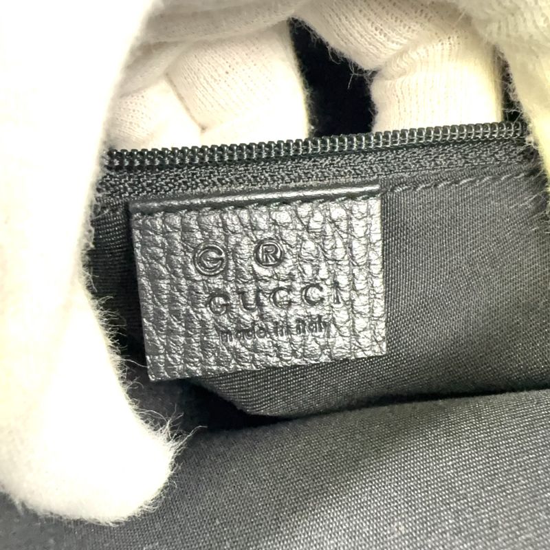 Gucci GG Pattern Leather X Nylon Canvas Black Handbag Silver 143742