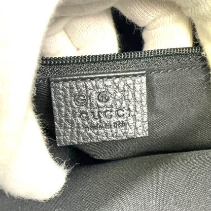 Gucci GG Pattern Leather X Nylon Canvas Black Handbag Silver 143742