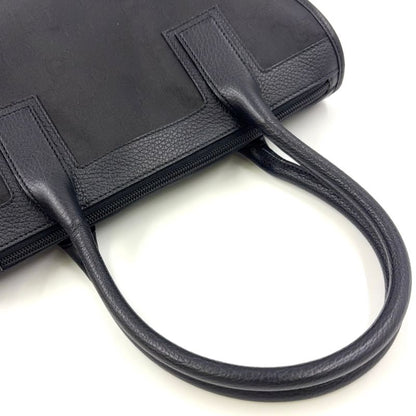 Gucci GG Pattern Leather X Nylon Canvas Black Handbag Silver 143742