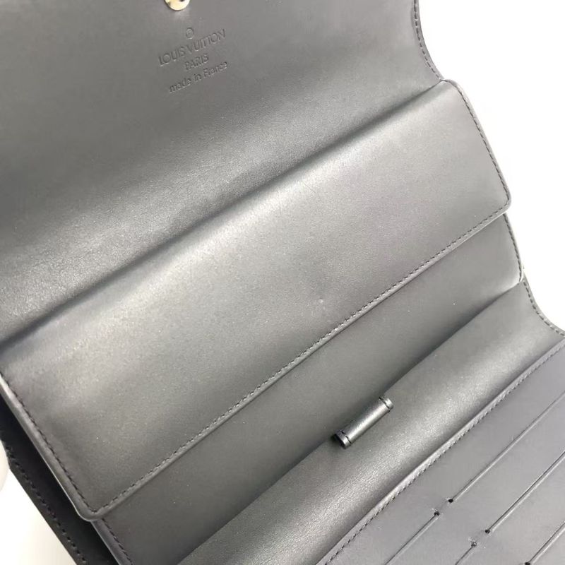 Louis Vuitton Portefeuille Sarah Monogram Matte Long Wallet Leather Dark Gray