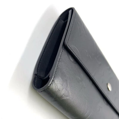 Louis Vuitton Portefeuille Sarah Monogram Matte Long Wallet Leather Dark Gray