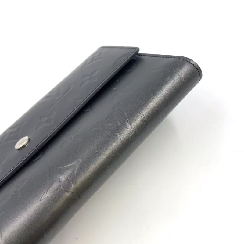 Louis Vuitton Portefeuille Sarah Monogram Matte Long Wallet Leather Dark Gray