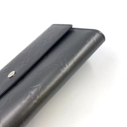 Louis Vuitton Portefeuille Sarah Monogram Matte Long Wallet Leather Dark Gray