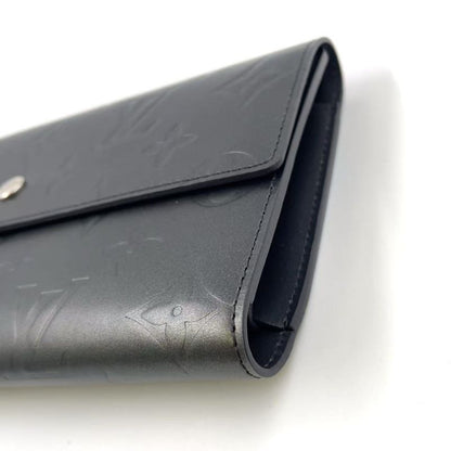 Louis Vuitton Portefeuille Sarah Monogram Matte Long Wallet Leather Dark Gray