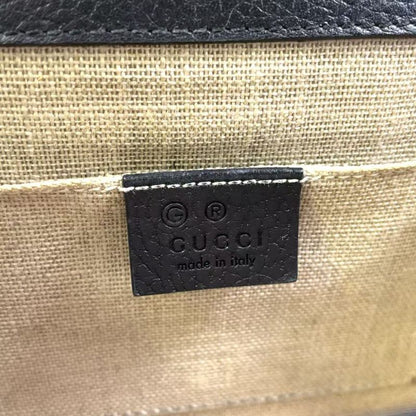 Gucci Interlocking G Chain Shoulder Bag Leather Black Shoulder Bag Gold 510304