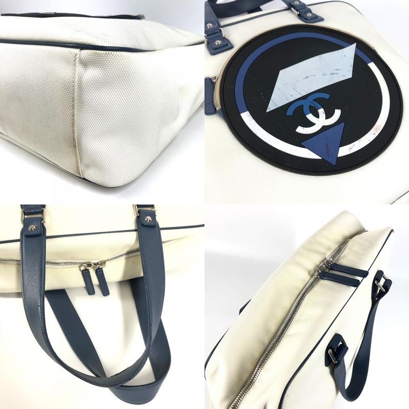 Chanel Shoulder Bag CC Coco Logo Leather / Canvas White