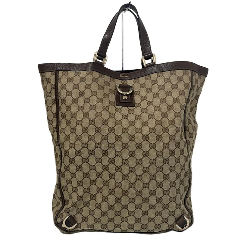 Gucci Tote Bag Abby 130733 Beige And Dark Brown Leather