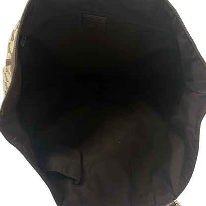 Gucci Tote Bag Abby 130733 Beige And Dark Brown Leather