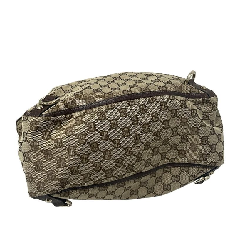 Gucci Tote Bag Abby 130733 Beige And Dark Brown Leather