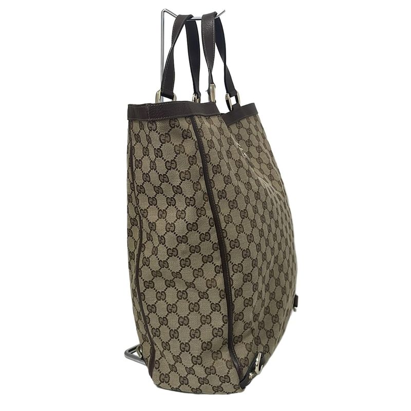 Gucci Tote Bag Abby 130733 Beige And Dark Brown Leather