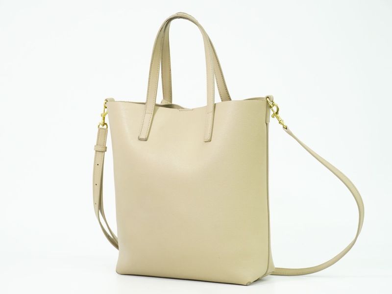 Authentic Saint Laurent Leather 2WAY Shoulder Bag Handbag Pochette Beige 600307