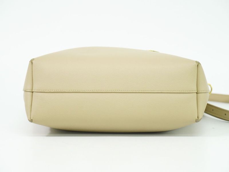 Authentic Saint Laurent Leather 2WAY Shoulder Bag Handbag Pochette Beige 600307