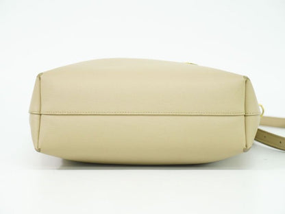 Authentic Saint Laurent Leather 2WAY Shoulder Bag Handbag Pochette Beige 600307