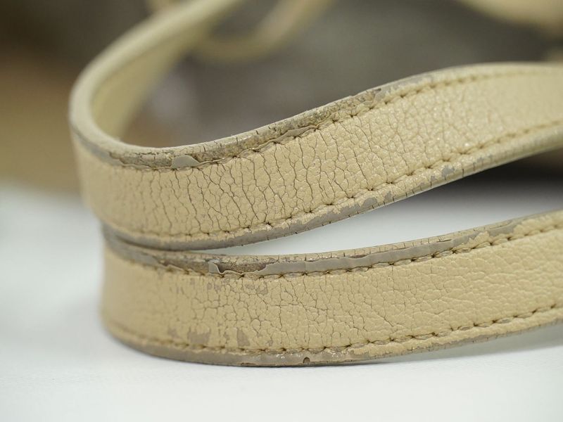 Authentic Saint Laurent Leather 2WAY Shoulder Bag Handbag Pochette Beige 600307