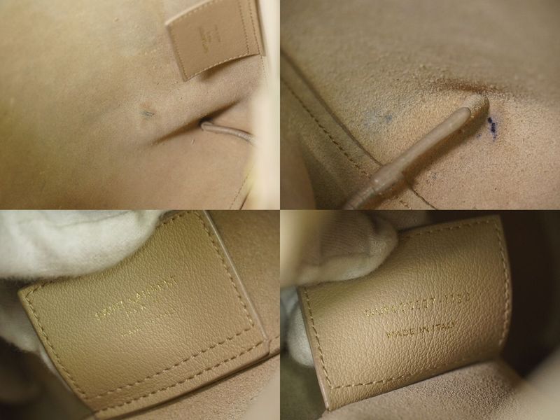 Authentic Saint Laurent Leather 2WAY Shoulder Bag Handbag Pochette Beige 600307