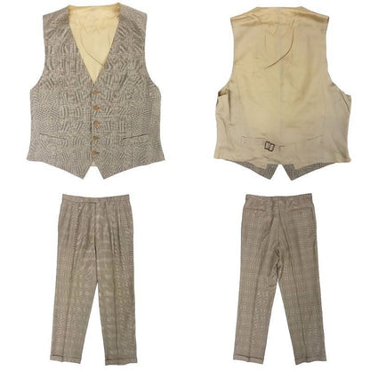 Celine Made in France 3 Piece 3 Piece Suit Setup Glen Check Old Vintage 52 XL