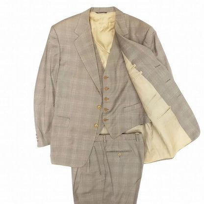 Celine Made in France 3 Piece 3 Piece Suit Setup Glen Check Old Vintage 52 XL