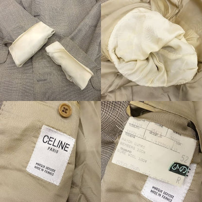 Celine Made in France 3 Piece 3 Piece Suit Setup Glen Check Old Vintage 52 XL