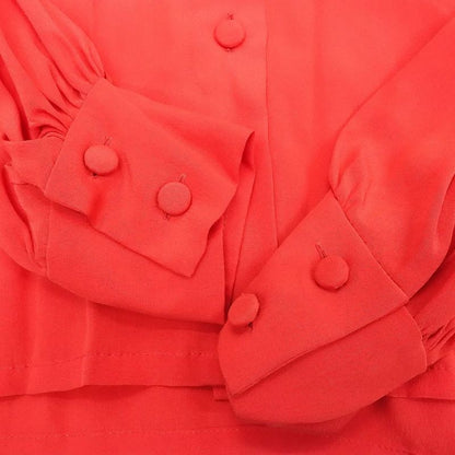 Vintage Christian Dior Nordic Pattern Snowflake Silk Shirt Blouse L Red Women