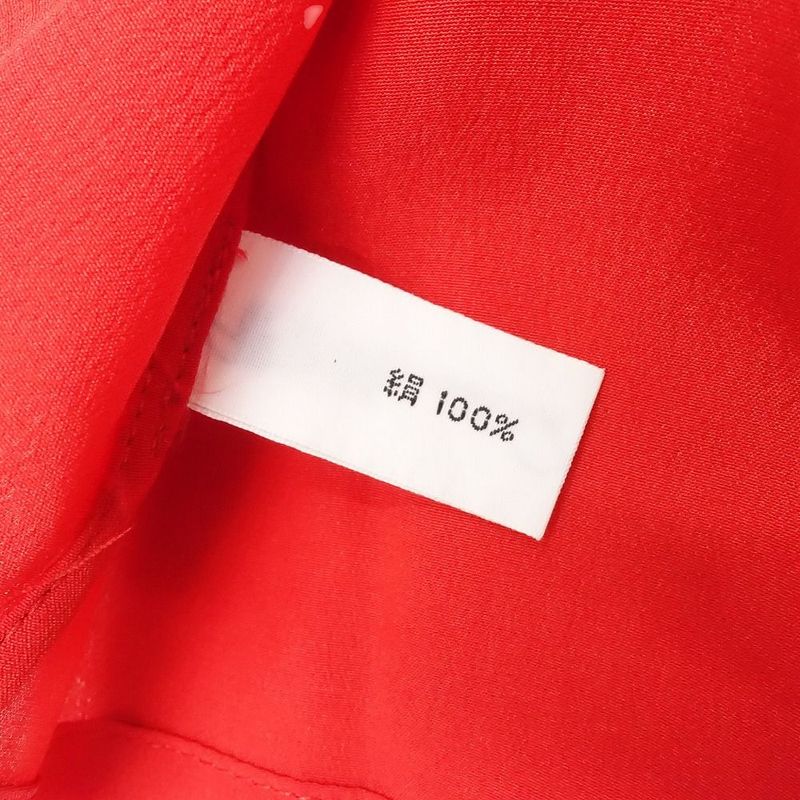 Vintage Christian Dior Nordic Pattern Snowflake Silk Shirt Blouse L Red Women