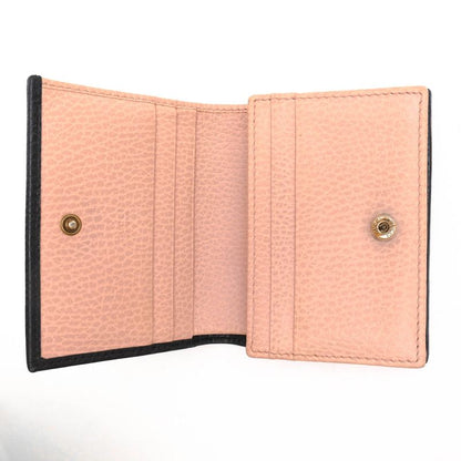 Gucci Wallet Women Leather Genuine Black 524289 Bow Compact Wallet GG Marmont