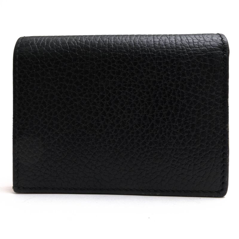 Gucci Wallet Women Leather Genuine Black 524289 Bow Compact Wallet GG Marmont