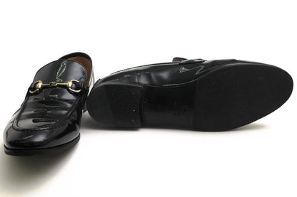 Gucci Bit Loafers Shoes Women Enamel Patent Leather Genuine Black 283644 Bnc00