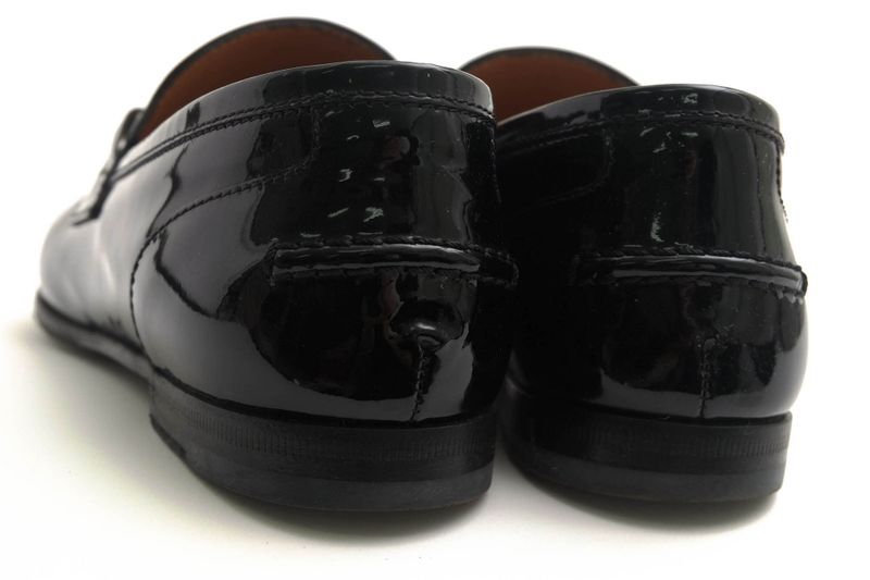 Gucci Bit Loafers Shoes Women Enamel Patent Leather Genuine Black 283644 Bnc00