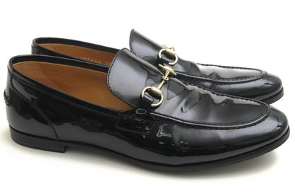 Gucci Bit Loafers Shoes Women Enamel Patent Leather Genuine Black 283644 Bnc00