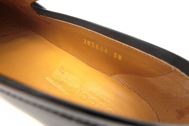 Gucci Bit Loafers Shoes Women Enamel Patent Leather Genuine Black 283644 Bnc00