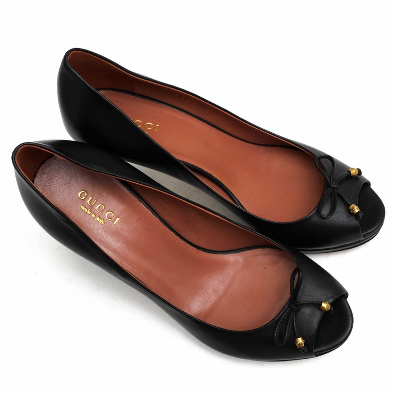 Gucci/Gucci Pumps Shoes Women Leather Genuine Black 310346 Open Toe Leather