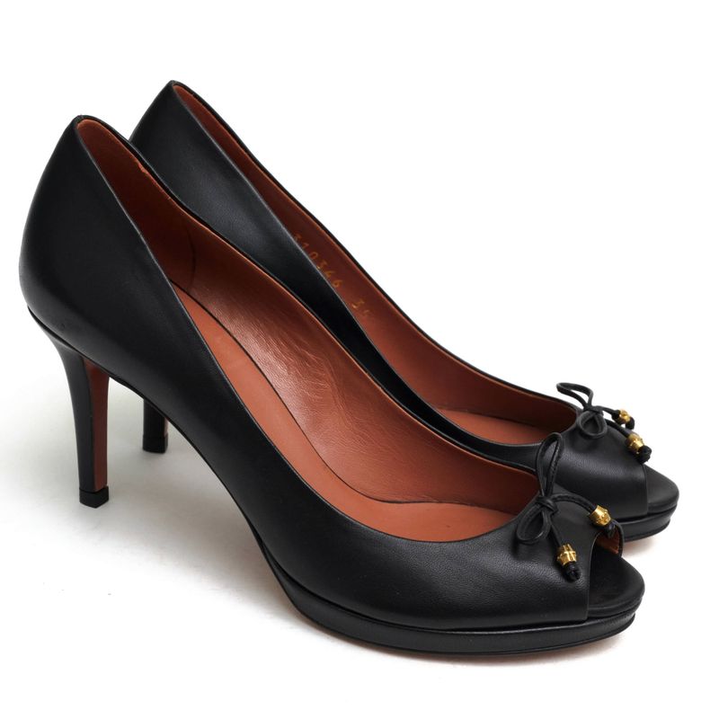 Gucci/Gucci Pumps Shoes Women Leather Genuine Black 310346 Open Toe Leather