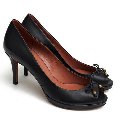 Gucci/Gucci Pumps Shoes Women Leather Genuine Black 310346 Open Toe Leather