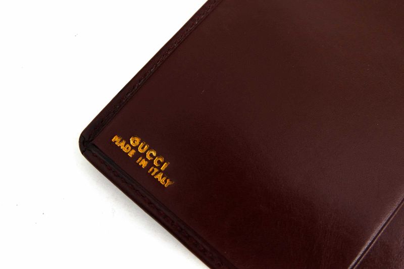 Gucci Long Wallet Men Leather Genuine Leather Red Brown Red Brown No Change