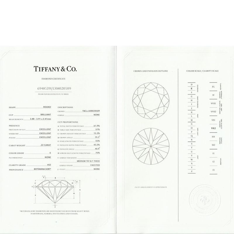 Tiffany & Co Harmony 022ct E-vs2-3ex Diamond Ring