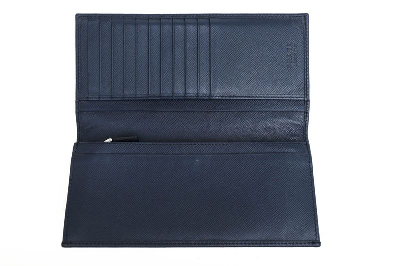 Prada Long Wallet Men Leather Genuine Leather Navy Blue 2mv836 Portafverticale