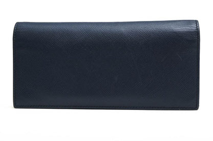 Prada Long Wallet Men Leather Genuine Leather Navy Blue 2mv836 Portafverticale