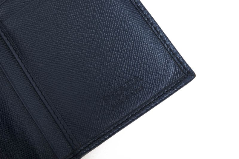 Prada Long Wallet Men Leather Genuine Leather Navy Blue 2mv836 Portafverticale