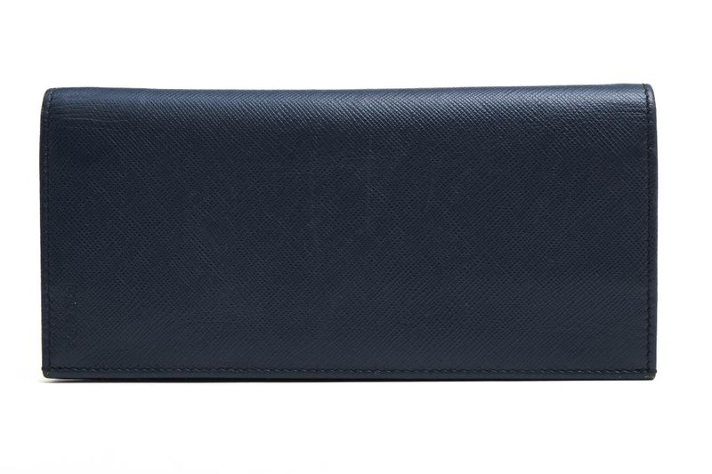 Prada Long Wallet Men Leather Genuine Leather Navy Blue 2mv836 Portafverticale