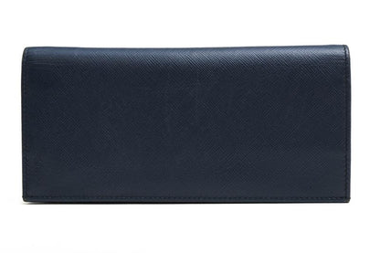 Prada Long Wallet Men Leather Genuine Leather Navy Blue 2mv836 Portafverticale