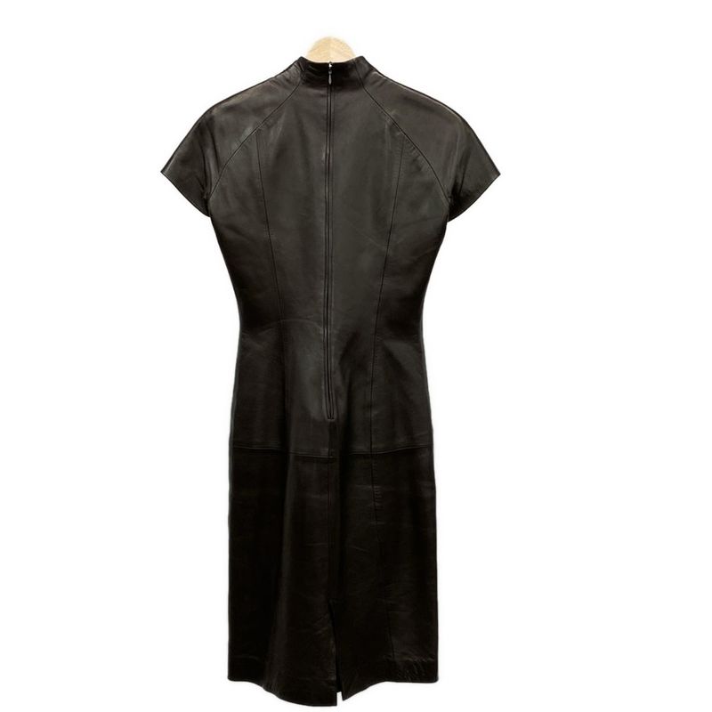 Gucci Dress Size 40 M Women - Dark Brown Lamb Leather / Short Sleeves