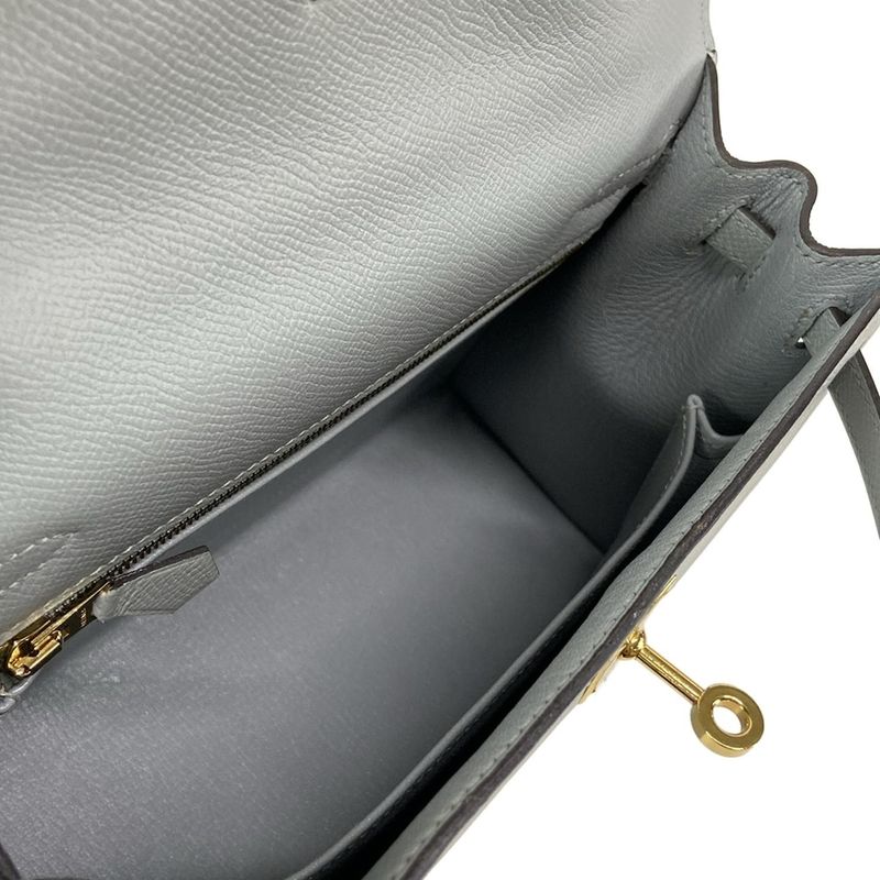 Hermes Handbag Kelly 25 Blue Glacier Outside Stitch/gold Hardware