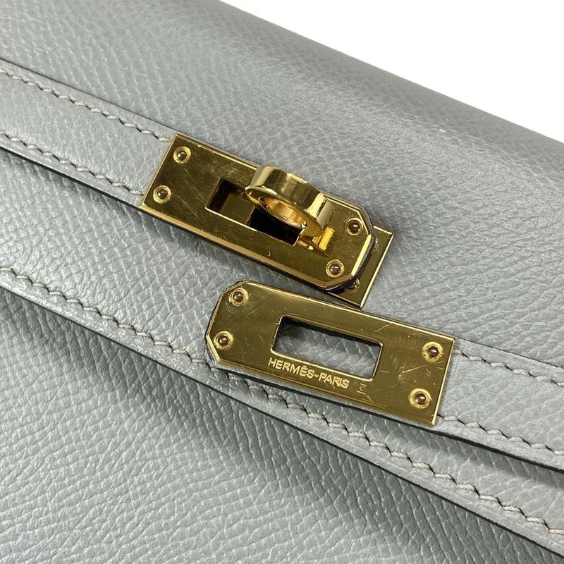 Hermes Handbag Kelly 25 Blue Glacier Outside Stitch/gold Hardware