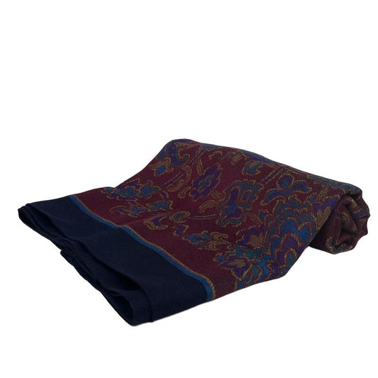 Yvessaint Laurent Stole (shawl) - Bordeaux X Blue X Multi Wool Silk