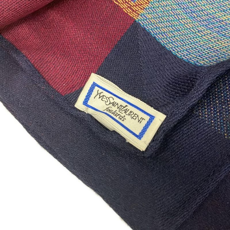 Yvessaint Laurent Stole (shawl) - Bordeaux X Blue X Multi Wool Silk